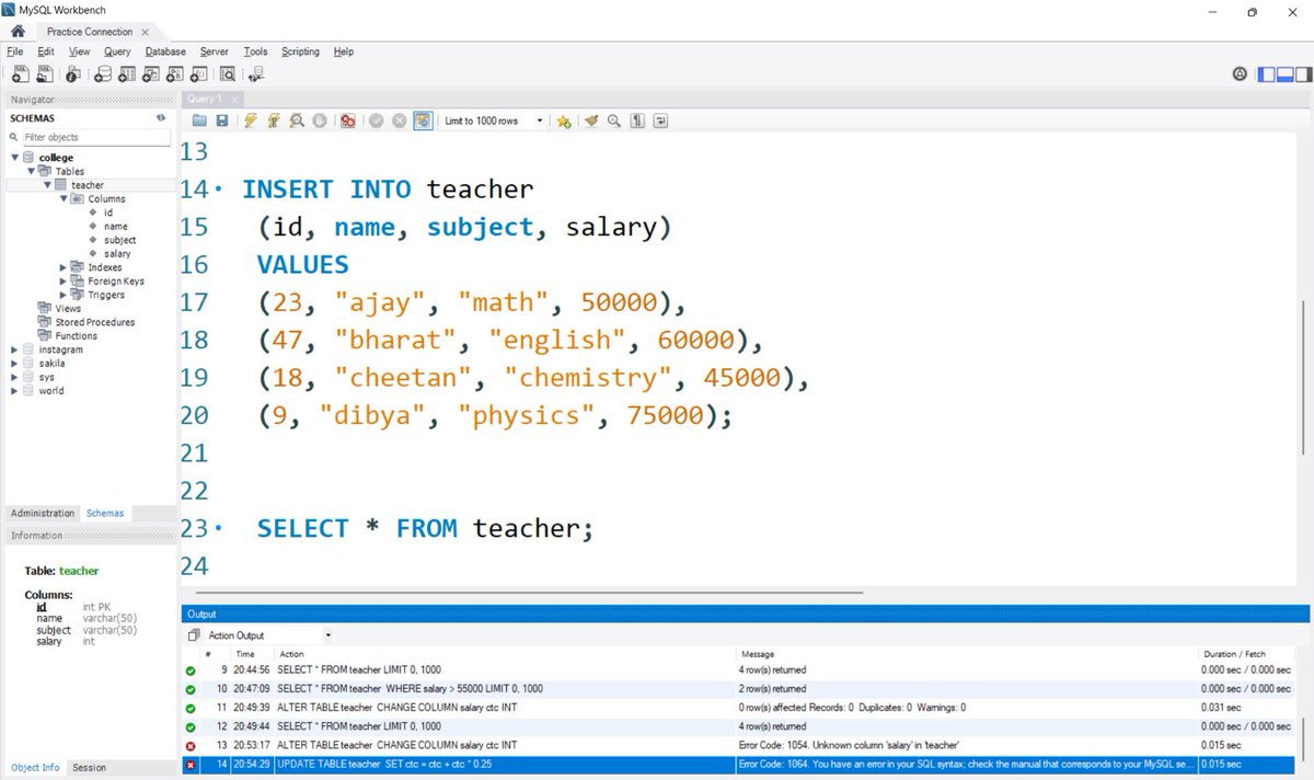 aayuu_24's tweet image. #Day96 — SQL Deep Dive 💻✨
Small steps, daily progress.
Today I learned:
▫ SQL Clauses
▫ UPDATE / DELETE
▫ ALTER / TRUNCATE
solved practice problems 🔍
The consistency is paying off. 🌱
#CodingJourney #100DaysOfCode #SQLPractice