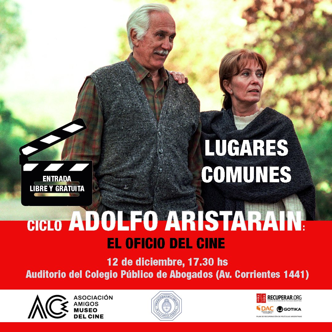 IMPERDIBLE! Mañana junto a al querido Marcelo Alderete @aldemarce presentaremos otra gran película de ARISTARAIN en el Colegio de Abogados, organizado por la Asociación de Amigos del Museo del Cine. Entrada libre y gratuita! Venite!!!