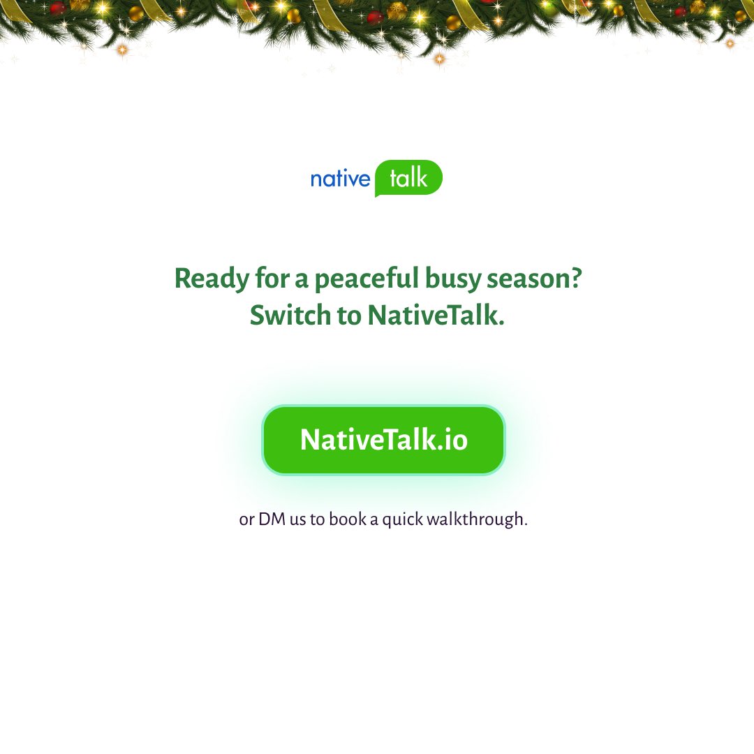 Nativetalk01's tweet photo. Say goodbye to chaos and hello to a stress-free busy season😇
#NativeTalk #BusinessSolutions #HolidayReady https://t.co/fxp6w2EUGl