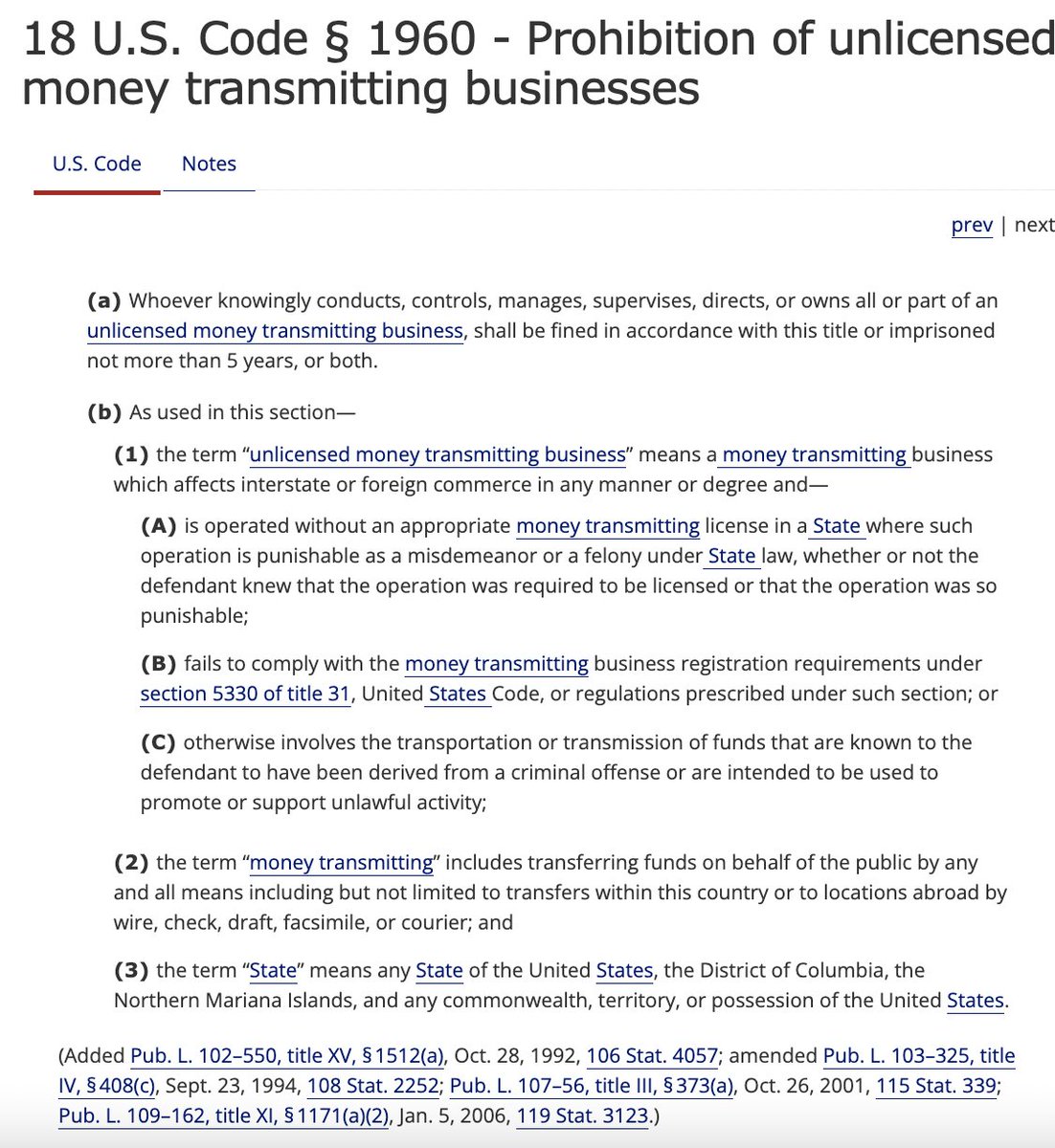While I’m no genius, the Supreme Court has emphasized that laws should be clear enough for an AVERAGE PERSON to understand

Let’s get into the minutiae of the specific subsection of the charge they pled to

What Keonne and Bill pled to was a violation 18 U.S. Code § 1960(b)(1)(C)