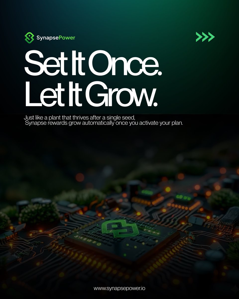 synapsepw's tweet photo. Some things grow the moment you plant them.
Synapse plans work the same way—activate once, and rewards start growing every day on their own.
Set it once.
Let it grow.
#SynapsePowerAI
#DailyRewards
#EffortlessGrowth https://t.co/v5z4awK2Kn