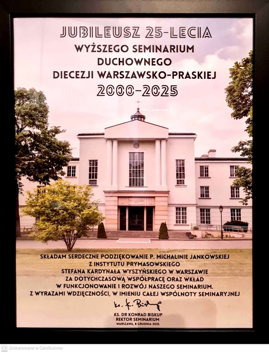 Z wdzięcznością za 25-lecie. „Kościół nie boi się bogactwa typów, rozmaitości charakterów, usposobień, temperamentów. Kościół nawet lubi tę wielką rozmaitość, lubuje się w tym, ma do tego specjalną predylekcję." Bł. Stefan Kardynał Wyszyński.