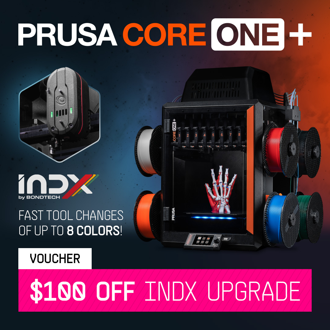 If you’ve been thinking about jumping into multi-material printing with the CORE One+, this is a perfect moment to do it! Every new Prusa CORE One+ Assembled now comes with a $100 voucher for the Bondtech INDX upgrade.
prusa3d.com/product/prusa-…