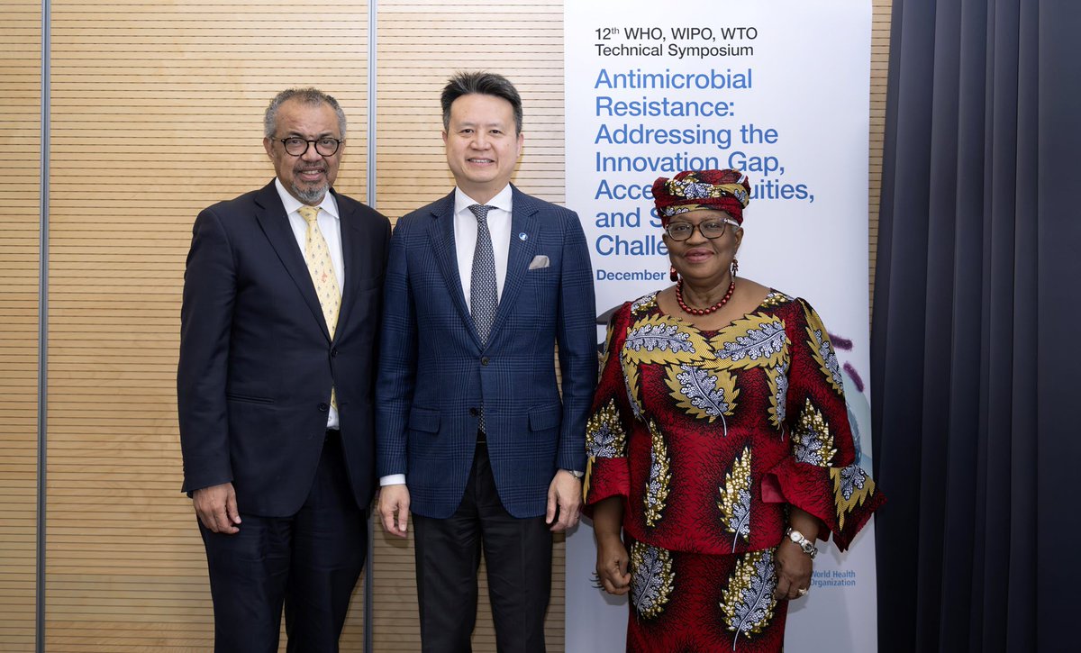 WIPO's tweet image. How can we tackle the growing threat of antimicrobial resistance (AMR)?🔬🦠

Strong intellectual property frameworks and new partnership models are key to addressing AMR, WIPO Director General Daren Tang said at the opening of this year’s joint WIPO-@WHO-@wto technical symposium.…