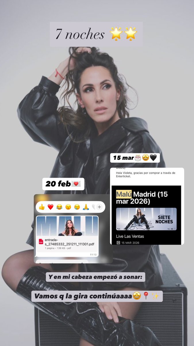 viioletamlsb_'s tweet photo. Y me dijeron….. 7 NOCHES 🤩🌟 , Quien abre y cierra?? 🎂🖤 las más especiales @_MaluOficial_ ✨📍 #sietenoches #malú https://t.co/CJAGSkipZ4