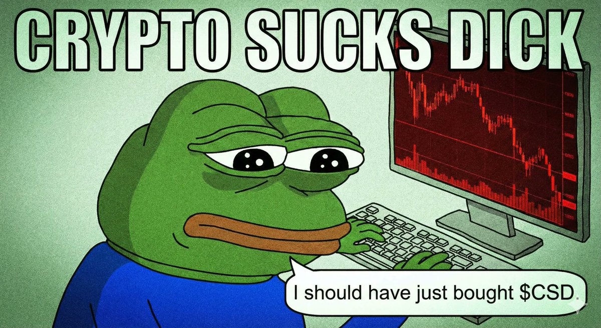 CSDcoin's tweet photo. fock it, crypto still sucks dick today so we just burnt 1% of the $CSD supply to celebrate

https://t.co/THfu7Oc6jH https://t.co/4rfChNuxjL