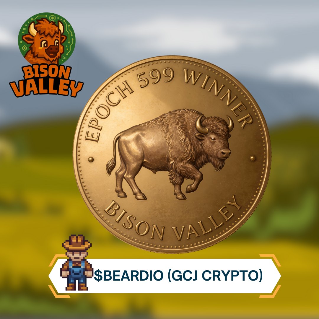 BisonValleyGame's tweet image. Epoch 599 

And the WINNER IS!

1️⃣ $beardio (Gcj Crypto) — 8834kg🏆 

CONGRATULATIONS🥳🎇

The Valley Never Sleeps.

🎮bisonvalley.app 
💬 t.me/bisonvalley 

#BisonValley #Charles #Jackpot599 #CharlesToken #sovo #CryptoGaming #Web3Gaming #PlayToEarn #DeFiCommunity