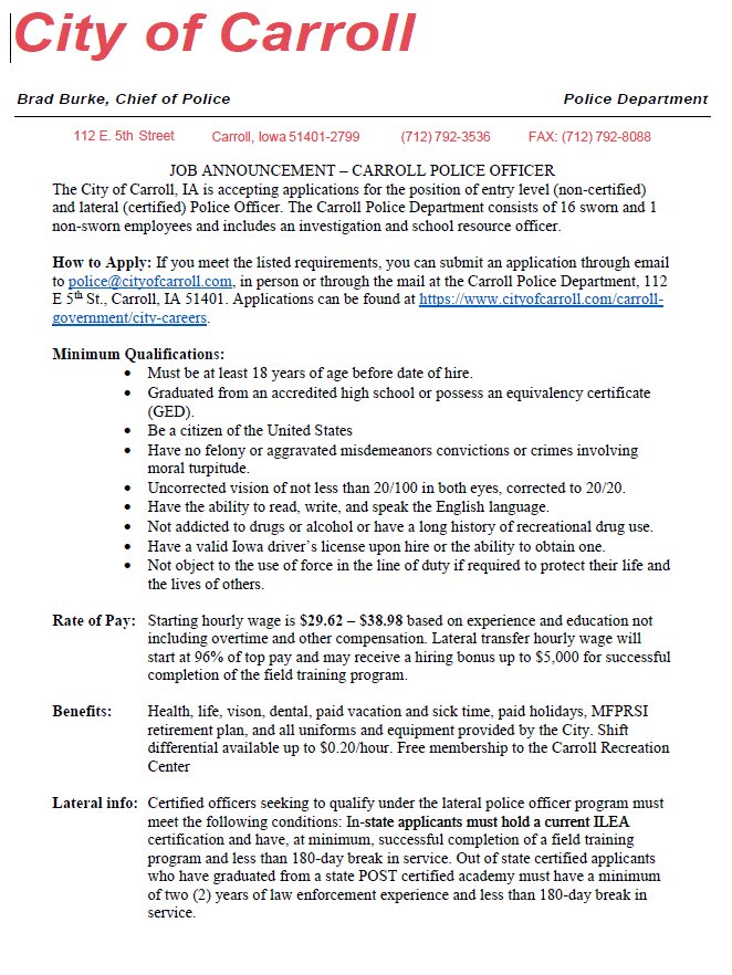 CarrollPolice's tweet photo. Applications due in 11 days. They can be found at https://t.co/iTleYENGZ7 https://t.co/ZYVljc6UtY