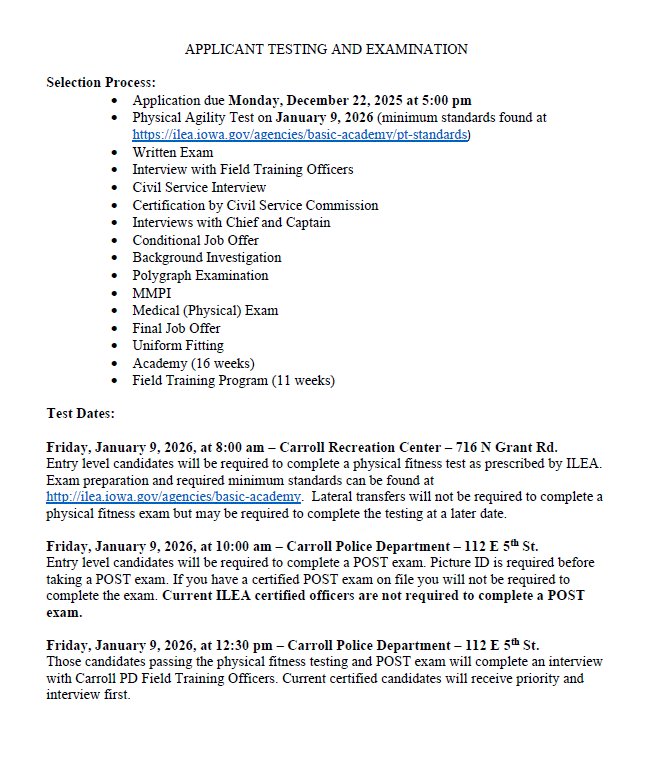 CarrollPolice's tweet photo. Applications due in 11 days. They can be found at https://t.co/iTleYENGZ7 https://t.co/ZYVljc6UtY
