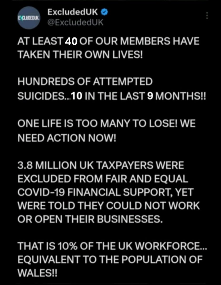 ExcludedFighter's tweet image. With @RishiSunak being questioned next week at the @covidinquiryuk, it is time for him to apologise to the 34+ bereaved families for losing #ExcludedUK loved ones to suicide

@ExcludedUK 
@BBCNews @itvnews @Channel4News @SkyNews @UKLabour @theSNP @LibDems 
x.com/i/status/13678…