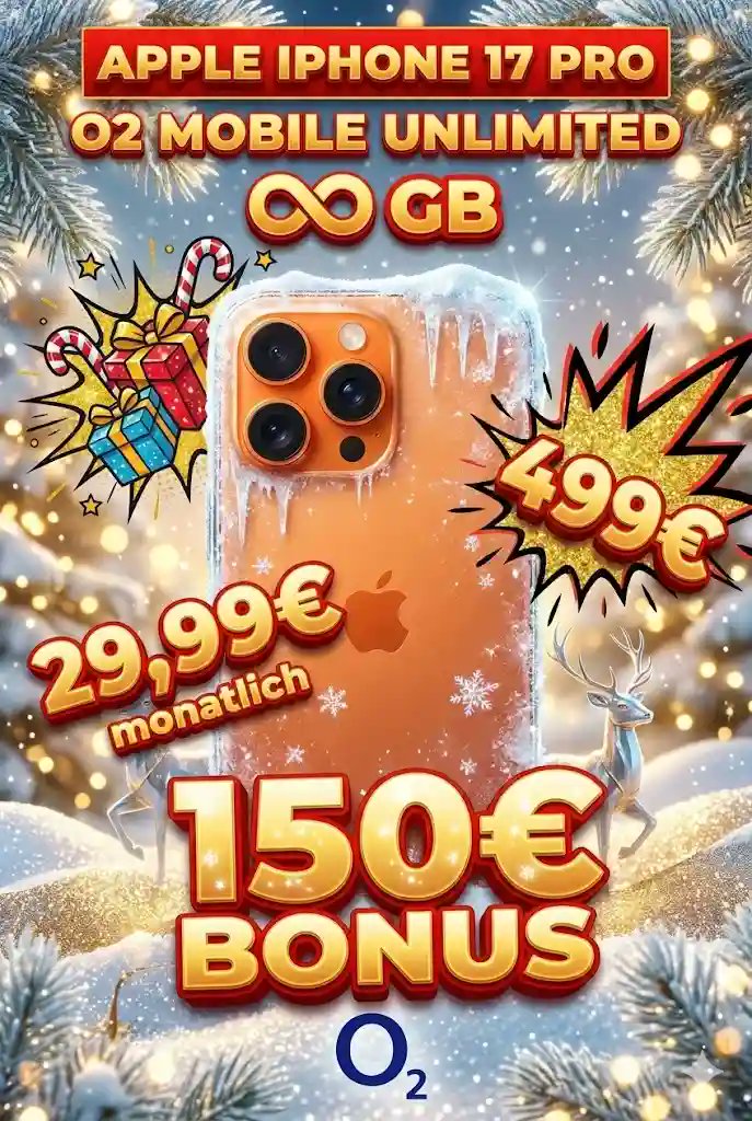 simdealz's tweet photo. 📱 #Apple #iPhone 17 Pro + Tarif = rechnerisch GRATIS!

✅ 499 € + 29,99 €/mtl.
📶 #o2 Unlimited on Demand (5G)
💸 150 € Rabatt
🤖 #ChatGPT+ 6 Mon. gratis
📉 Eff. -8,88 €/mtl.
🎁 213 € Ersparnis vs. Einzelkauf

👉 https://t.co/WUmcknSOJL https://t.co/aWYZ84pk4U