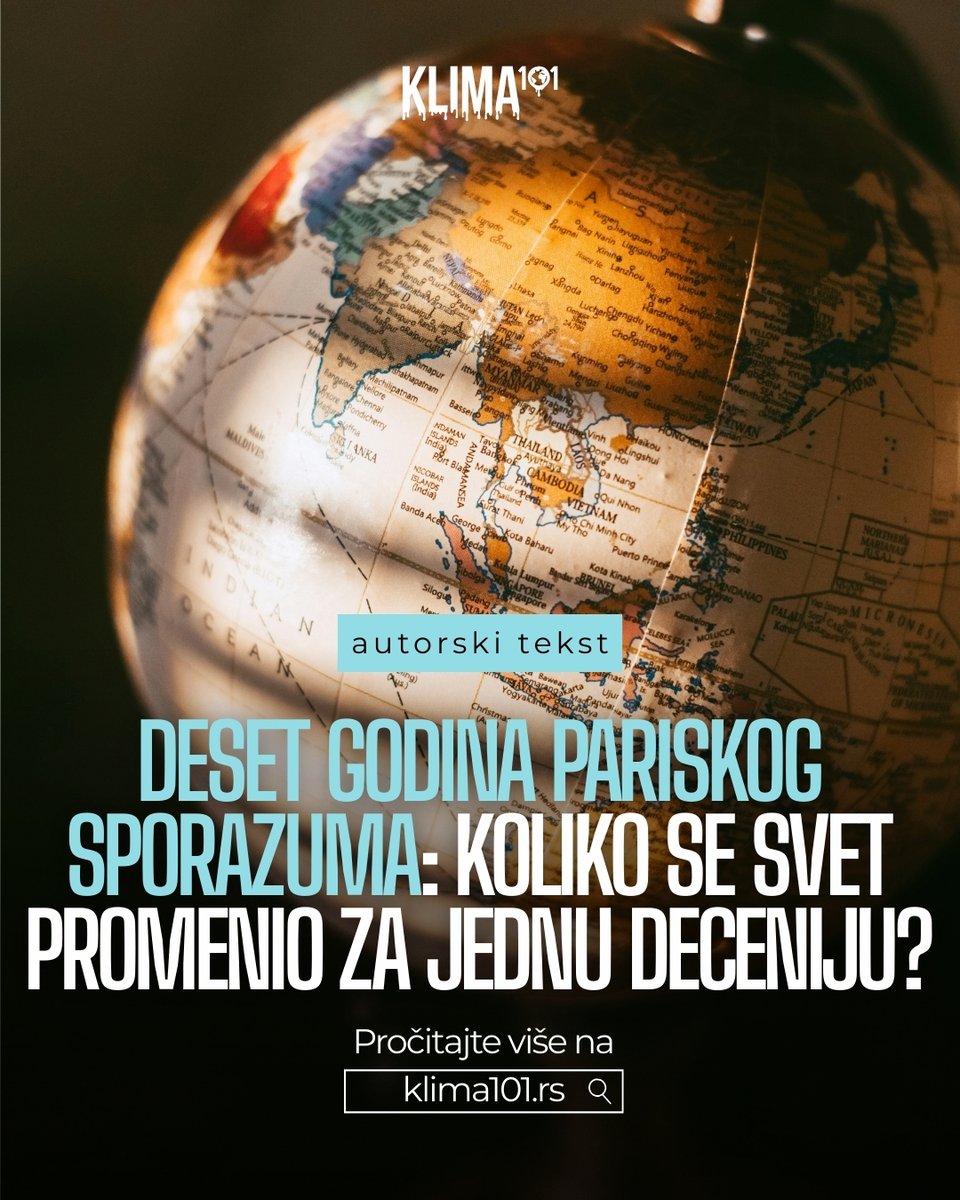 U petak, 12. decembra, navršava se tačno deset godina od usvajanja Pariskog sporazuma.

U svetlu ovog važnog jubileja, osvrćemo se na ključno pitanje: koliko su se svet i Srbija promenili u protekloj deceniji? ⬇️

klima101.rs/deset-godina-p…