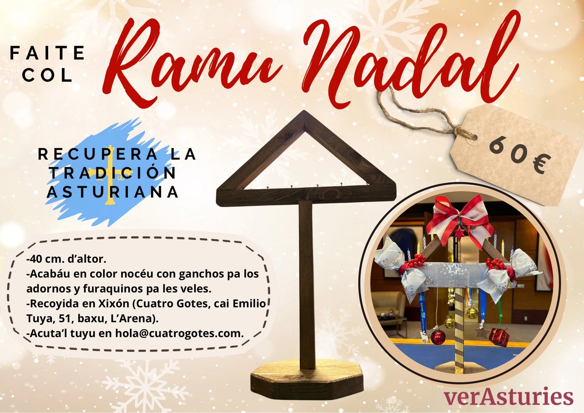 🌲🪅 Recupera la tradición asturiana del Ramu Nadal y pon el tuyu en casa. Esti añu ufrimos la versión de mesa de 40 centímetros d’altor. 

👉Actuta’l tuyu en hola@cuatrogotes.com o pasa a por él a <a href="/CuatroGotes/">Cuatro Gotes Producciones</a>. Tamién vamos tenelu los díes 20 y 21 nel puestu en LABShop de Xixón.