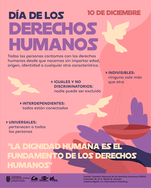 🌍 Día de los Derechos Humanos ✨🖐🏽 

📚 Recordamos que la dignidad, la libertad y la justicia son derechos fundamentales de los seres humanos y que en la actualidad son respetados, tras un proceso de 💪🏽 lucha por su reconocimiento. 

#IPN #DDICYT #Igualdad #Justicia #Libertad