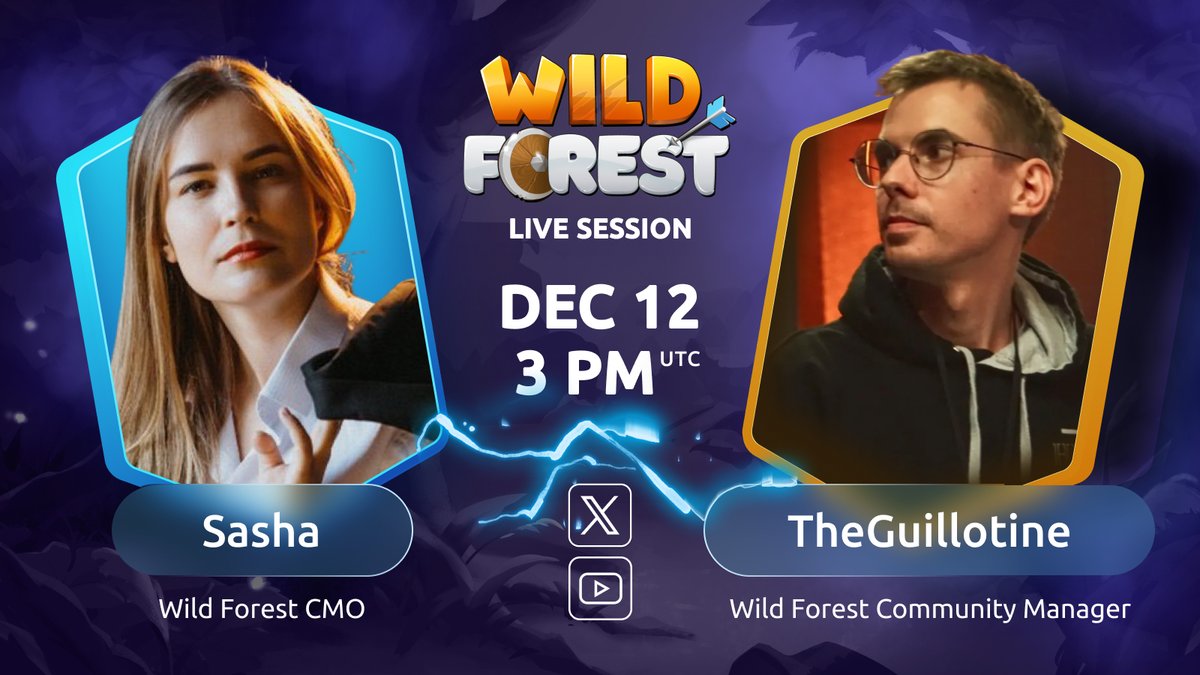 🌲 Live AMA with <a href="/sasha_wld/">🦁Sasha | Wild Forest</a>  &amp; <a href="/GuillotineNFT/">TheGuillotine | Wild Forest 🌲</a>  - Tomorrow! 🌲

We’re hosting a live session to walk you through the latest updates and what’s coming next to Wild Forest.

We’ll be talking about:
• The launch of Survival Mode
• Treasure Hunt and the new Mistress Unit
• Updates