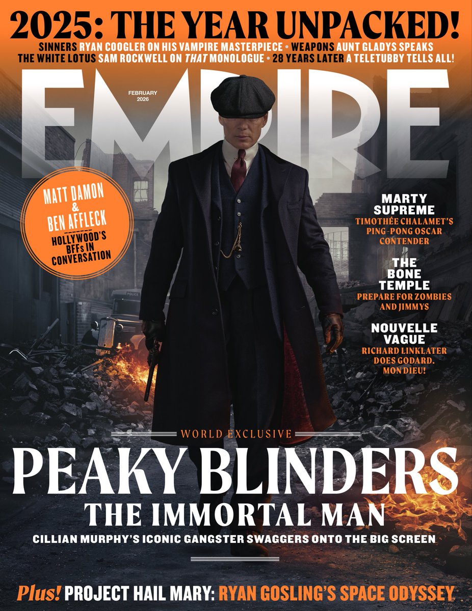 Tommy Shelby is back 🔥
 
Empire’s world-exclusive #PeakyBlinders: The Immortal Man issue sees Cillian Murphy and Steven Knight unveil their ambitious cinematic follow-up to the epic gangster saga. On sale Thurs 18 December.

READ MORE: empireonline.com/movies/news/pe…