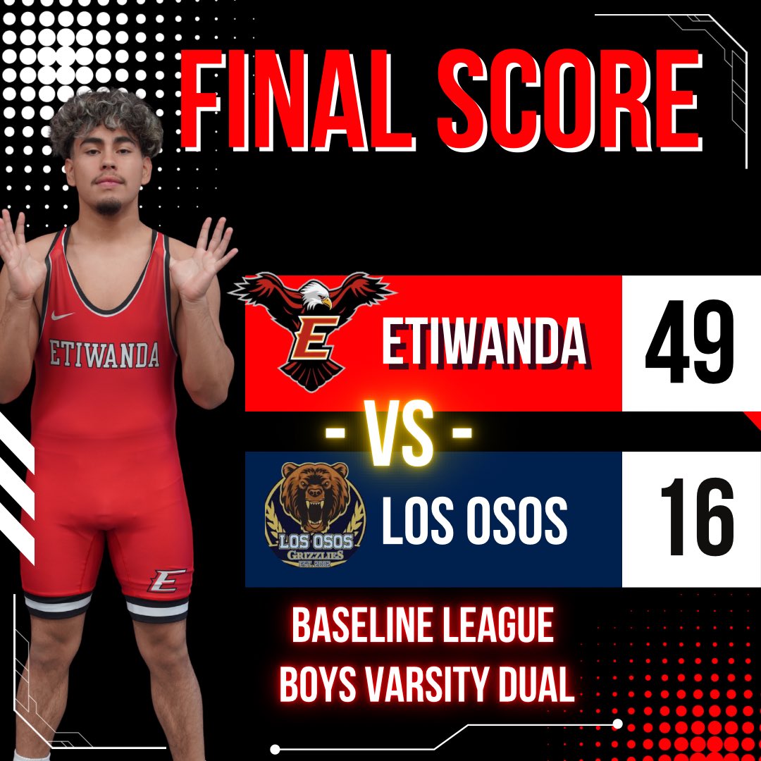 TheE_Wrestling's tweet photo. Final Score vs Los Osos. 

Good start to the dual season. A lot of areas to improve on. Back to work. #reppinTheE https://t.co/s0NpFy4URD