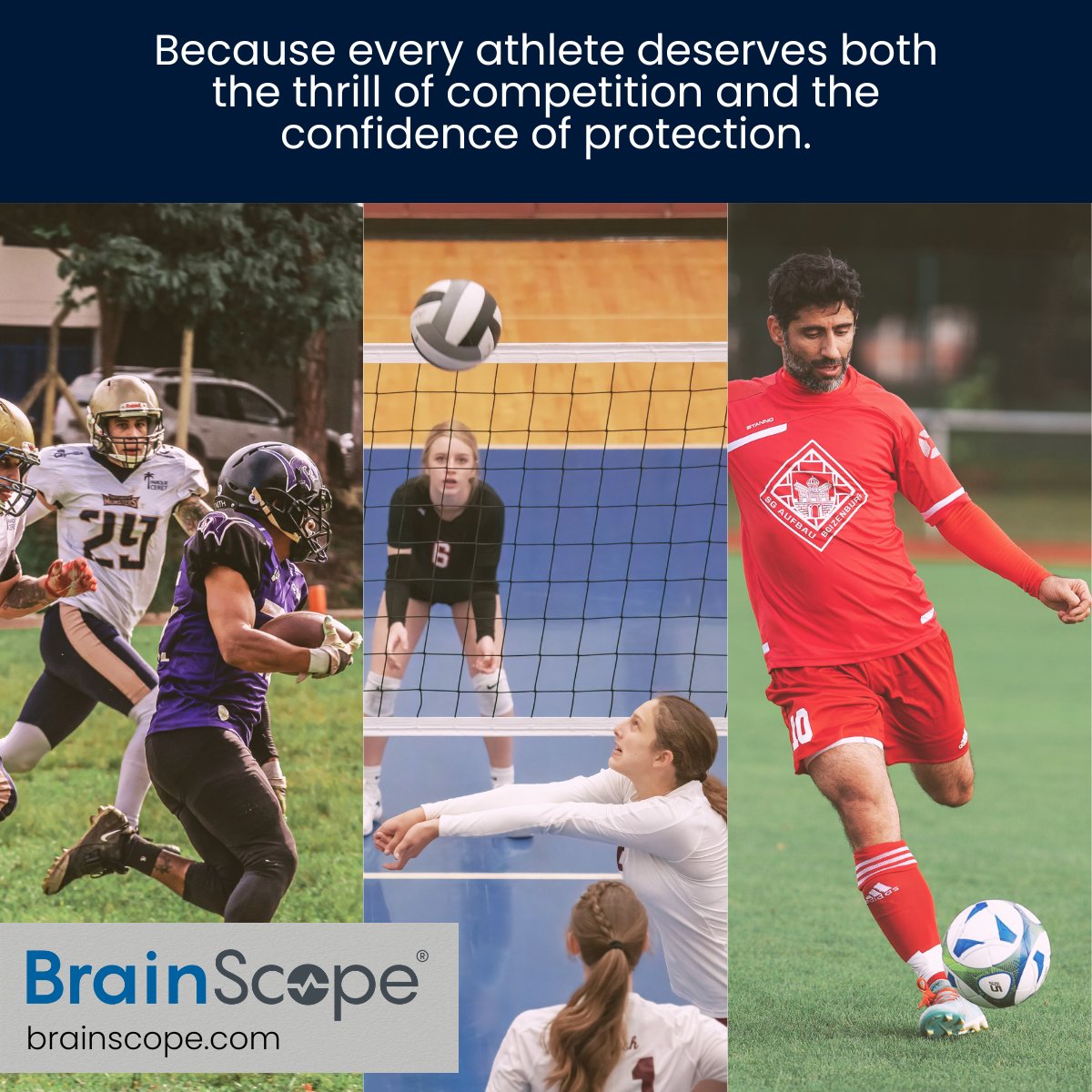 BrainScope's tweet image. As football, volleyball, and soccer teams compete this weekend, we celebrate the determination and teamwork that make sports powerful—while keeping athlete safety front and center.
Learn more at brainscope.com/brain-injury 

#BrainHealth #SportsSafety #TBI #ConcussionAwareness