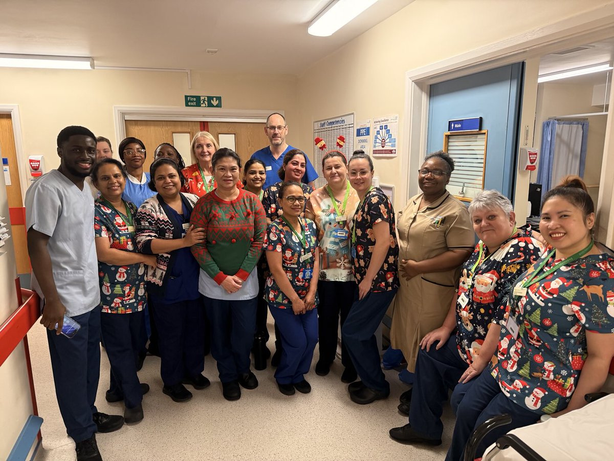 TGH endoscopy in their festive Christmas scrub tops ⁦<a href="/DArmstrong70/">Debra Armstrong</a>⁩ ⁦<a href="/MFTnhs/">MFT NHS</a>⁩