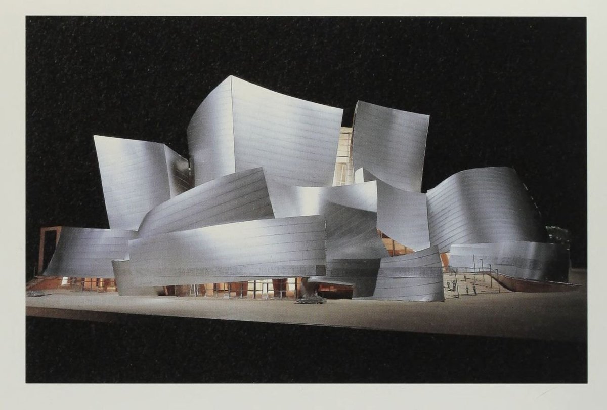 Frank Gehry, drawing and scale model for the Walt Disney Concert Hall, 1990′s