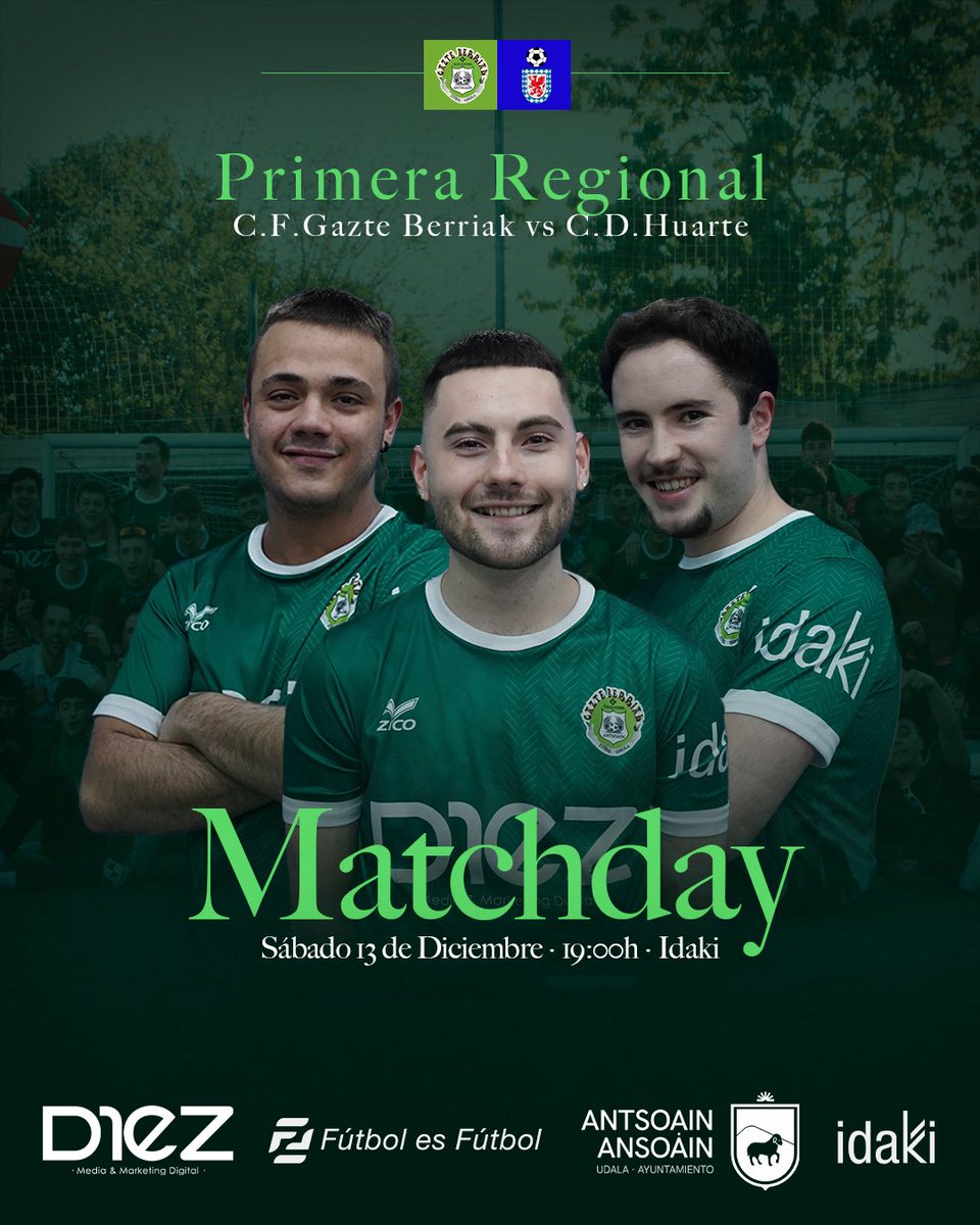 Los principales encuentros de este fin de semana ⚔️🛡️

🚍 @cdpazagresa vs Autonómica 
Domingo / 16:30H / 📍Miguel Sola

🚍 @adsanjuanfs vs @gazteberriakfs 
Sábado/ 18:00H

🏠 Liga Nacional vs <a href="/cfardoi/">C.F. ARDOI F.E.</a> 
Domingo / 12:30H

🏠 Regional vs @cd.huarte 
Sábado/ 19:00H