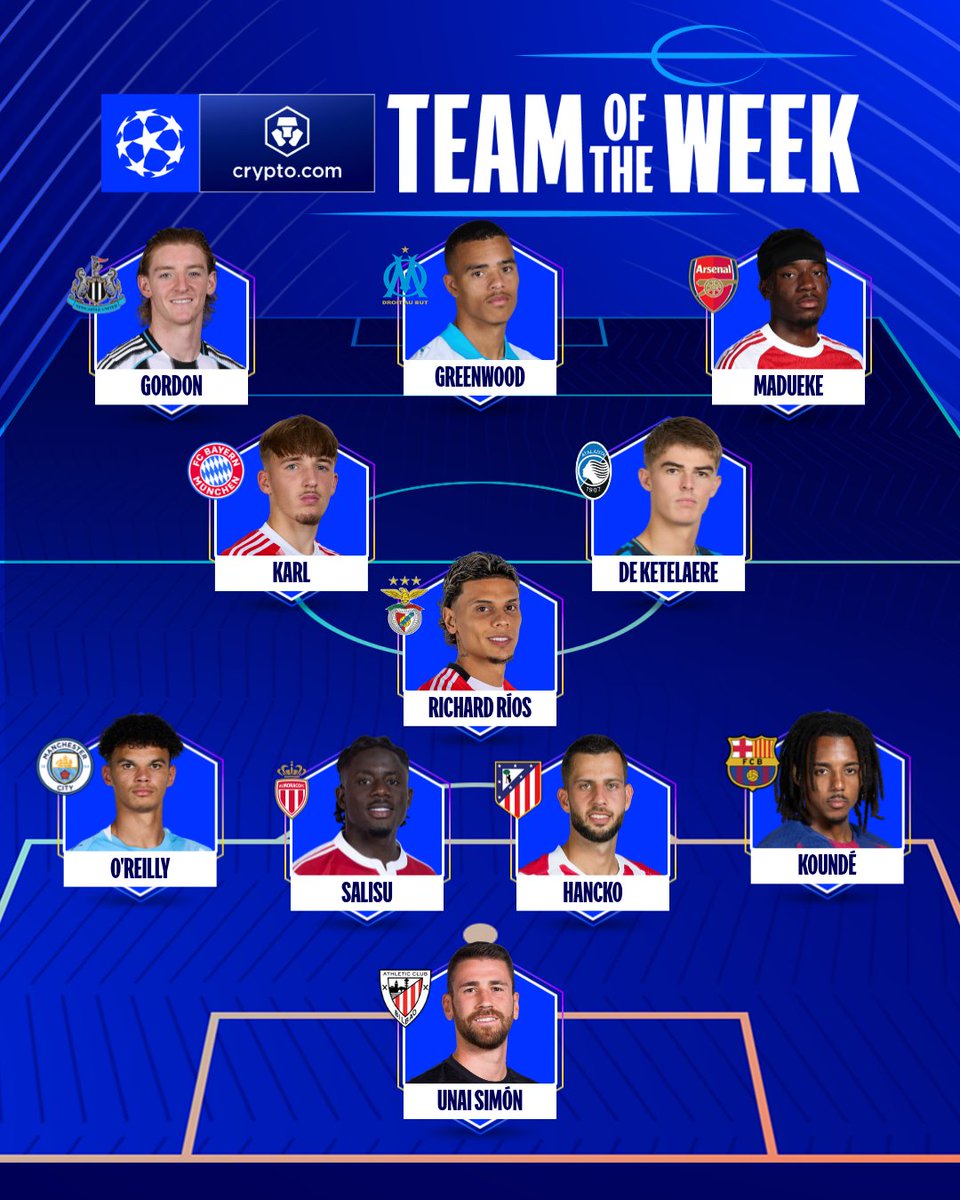 Lennart Karl in the official UEFA Champions League Team of the Week