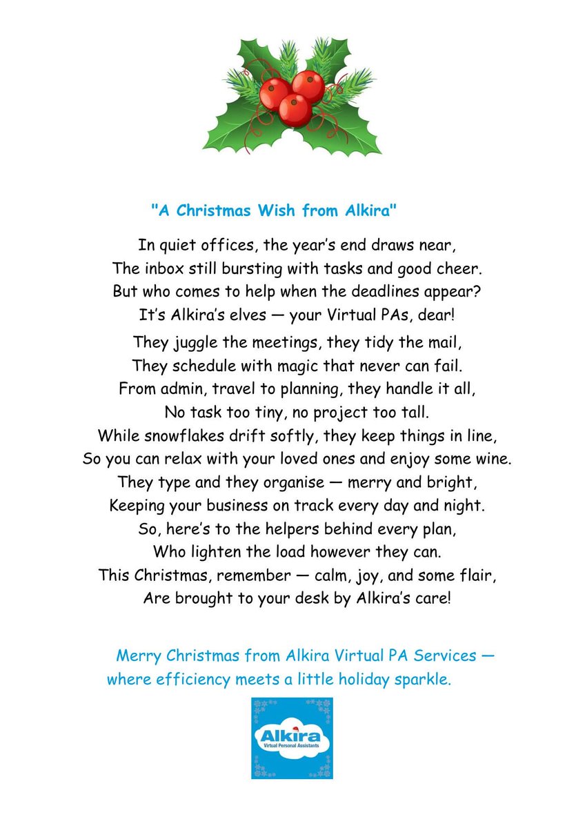 AlkiraVAs4u's tweet image. A Christmas wish from Alkira 🎄 💙 💙 💙 🎄 
#VirtualPA 
#LetUsDoTheWork
#BusinessSupport