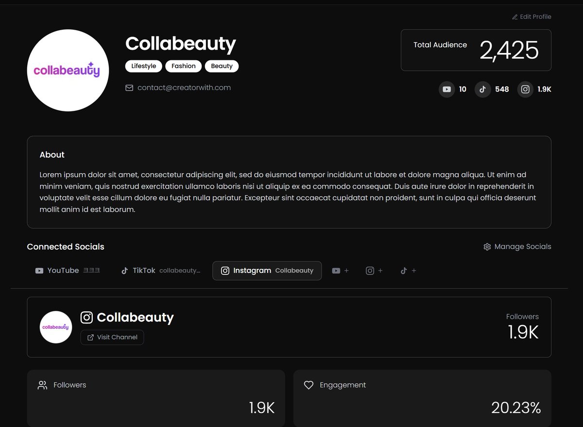 chrisji_with's tweet photo. Build in Public Day 4 

A Media Kit isn't just a brochure. It's Proof of Solvency.But "screenshots" don't carry trust. Verified API data does.

So we prioritized shipping Live Media Kits on @withforcreators today.

The Build:

Zero Latency: No more outdated numbers.

Real-time Engagement: Updates daily (20.23% in this test).

Ad Portfolio: Showcases past brand deals, verified.

We are building the "system of record" for the creator economy.

Roast my UI in the comments. I can take it. 👇