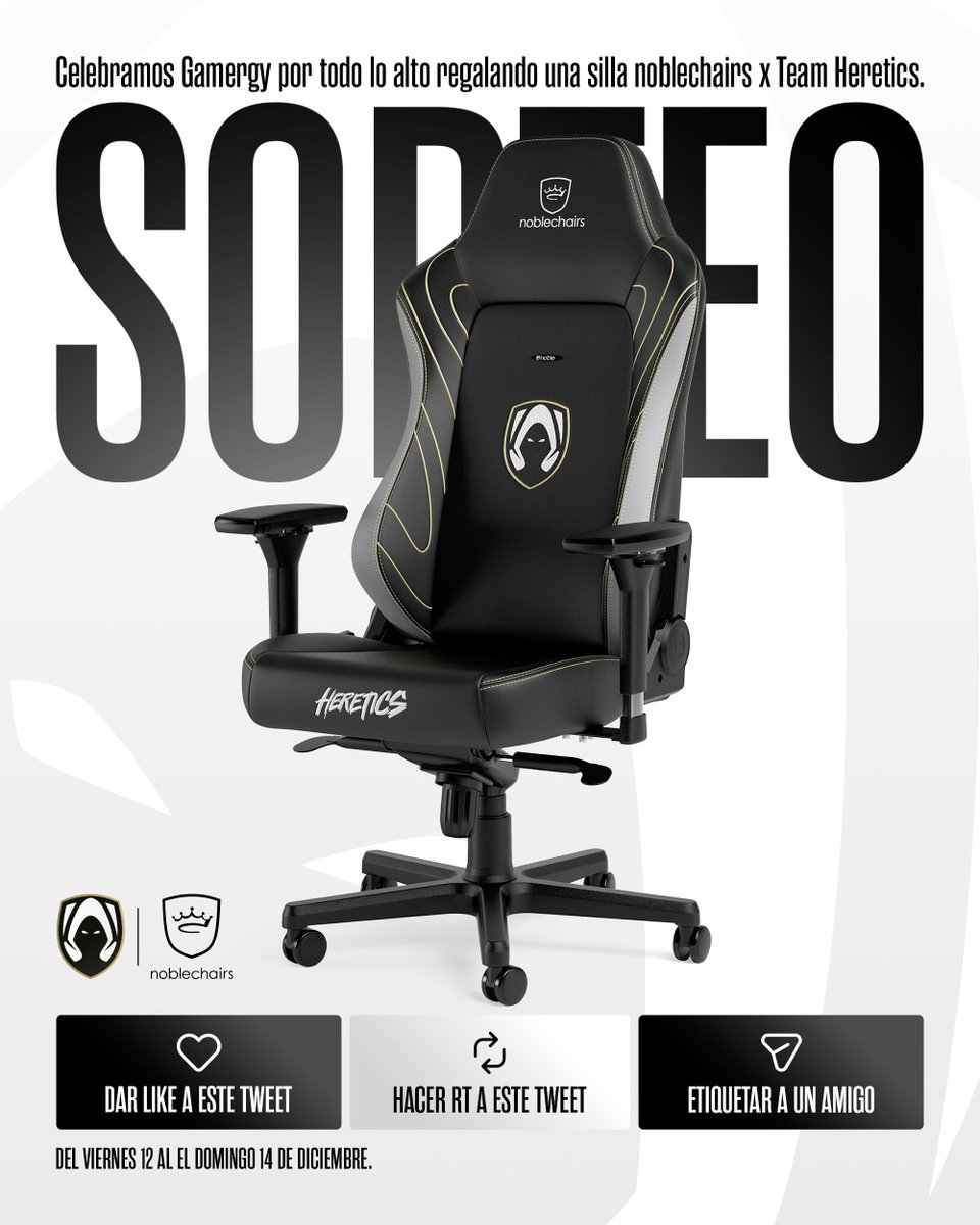 TeamHeretics's tweet image. SORTEAZO GAMERGY x NOBLECHAIRS 🔥

Celebrando que volvemos un año más a Gamergy os regalamos una de nuestras sillas.

🔁RT, like y menciona a un amigo para participar.
➕ Puntos extra si citas el tuit con la silla de nuestro setup.

Ganadores el día 15 de diciembre. ¡Suerte!