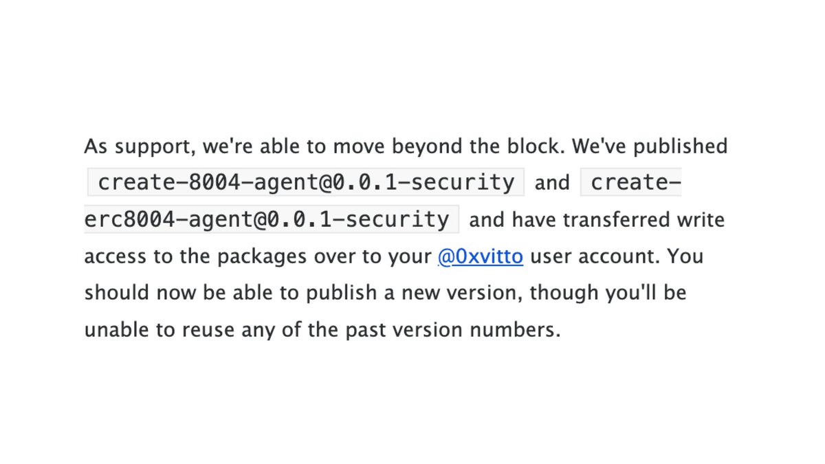 @CoinbaseDev @pinatacloud Mise à jour : le support NPM vient de me répondre.
NOUS AVONS create-8004-agent. Putain ouai