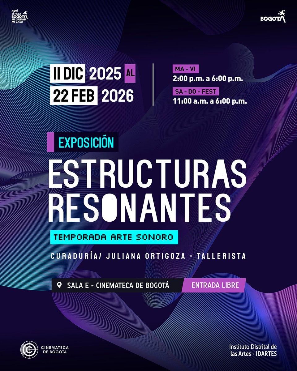 #TemporadaDeArteSonoro2025 | Exposición Estructuras Resonantes
Desde el 11 de diciembre de 2025.

La Sala E abre sus puertas a una muestra que surge del laboratorio Estructuras resonantes: De la escucha no inocente al espacio sonoro expandido

#EstructurasResonantes #AquíSíPasa