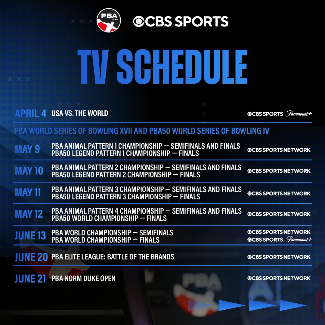 PBATour's tweet image. The PBA on @CBSSportsNet 2026 schedule is here! Action begins April 4 with USA vs. The World.

Read more: bit.ly/48KsrKH
