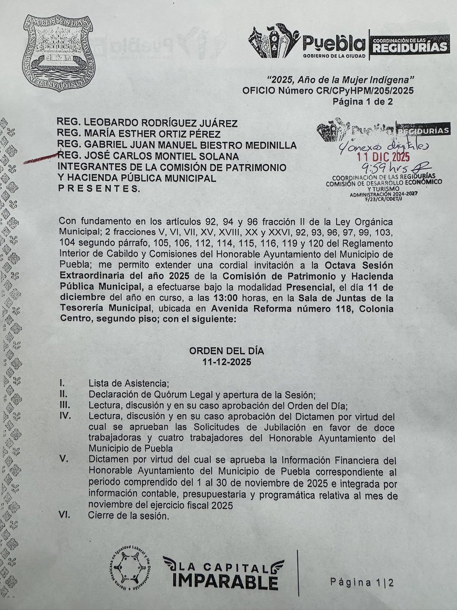 ¡Increíble! En estos momentos se nos convoca a las 13:00 hrs a sesión extraordinaria de la Comisión de Patrimonio y Hacienda para aprobar estados financieros del <a href="/PueblaAyto/">Puebla Gobierno de la Ciudad</a>. Por qué la premura? Acaso quieren ocultar algo o por qué evitar el análisis detallado? Muy mal…