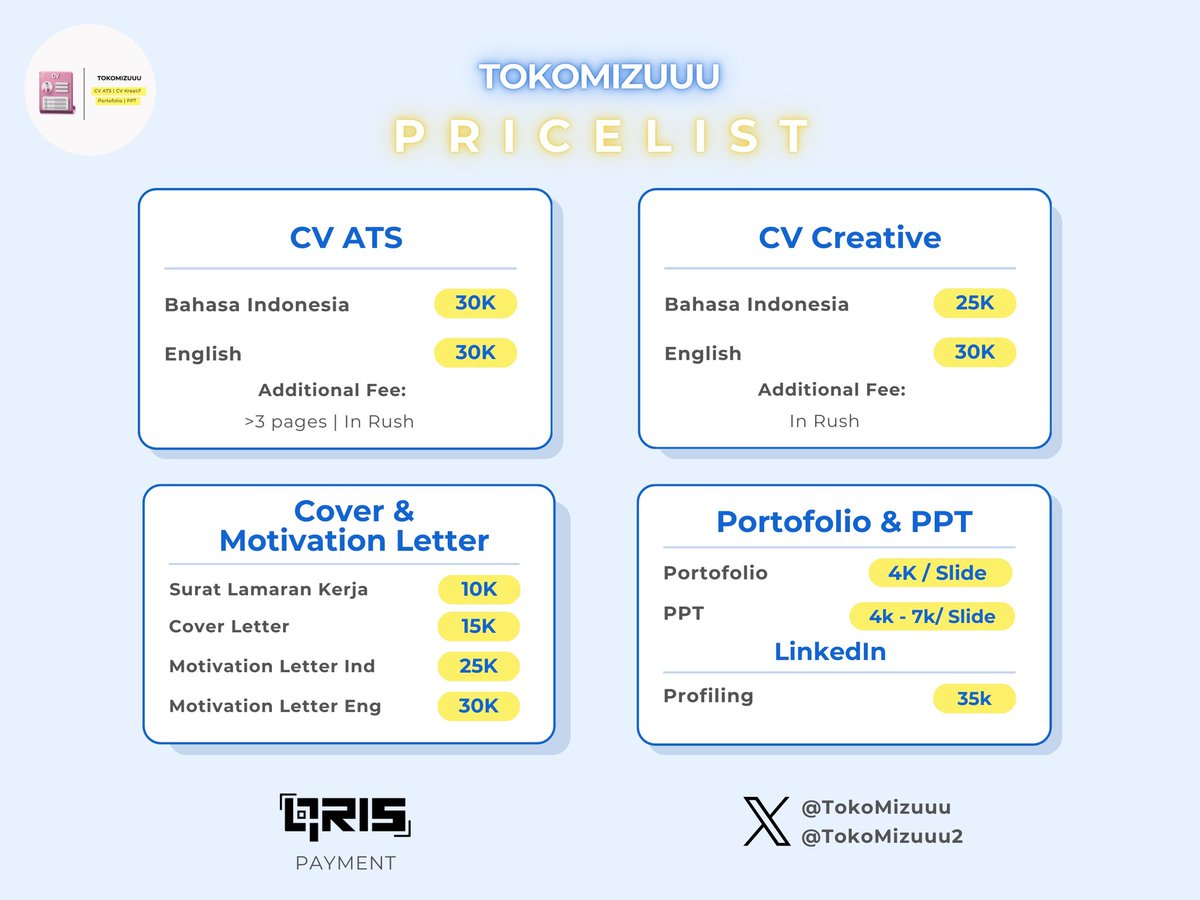 Jasa Bikin CV | PPT | Porto | Cover Letter tweet media