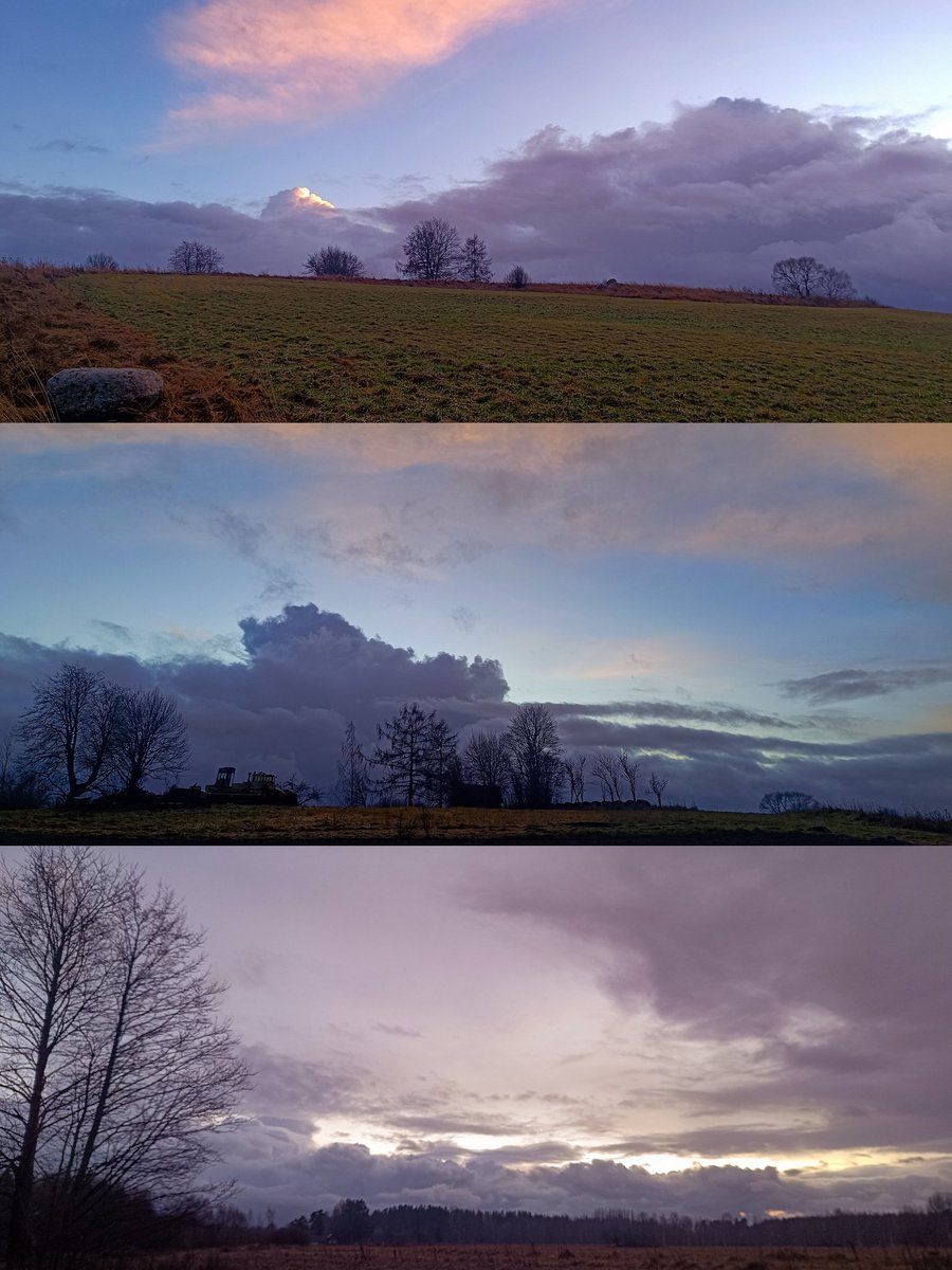 Pirms saulrieta uz stundu iedeva daļēju sauli. Es burtiski skrē-ēju ārā staigāt, lai kaut drusciņ pabūtu saules staros. Atpakaļ jau nācu pa tumsu un lietus gāza kā pa jāņiem.