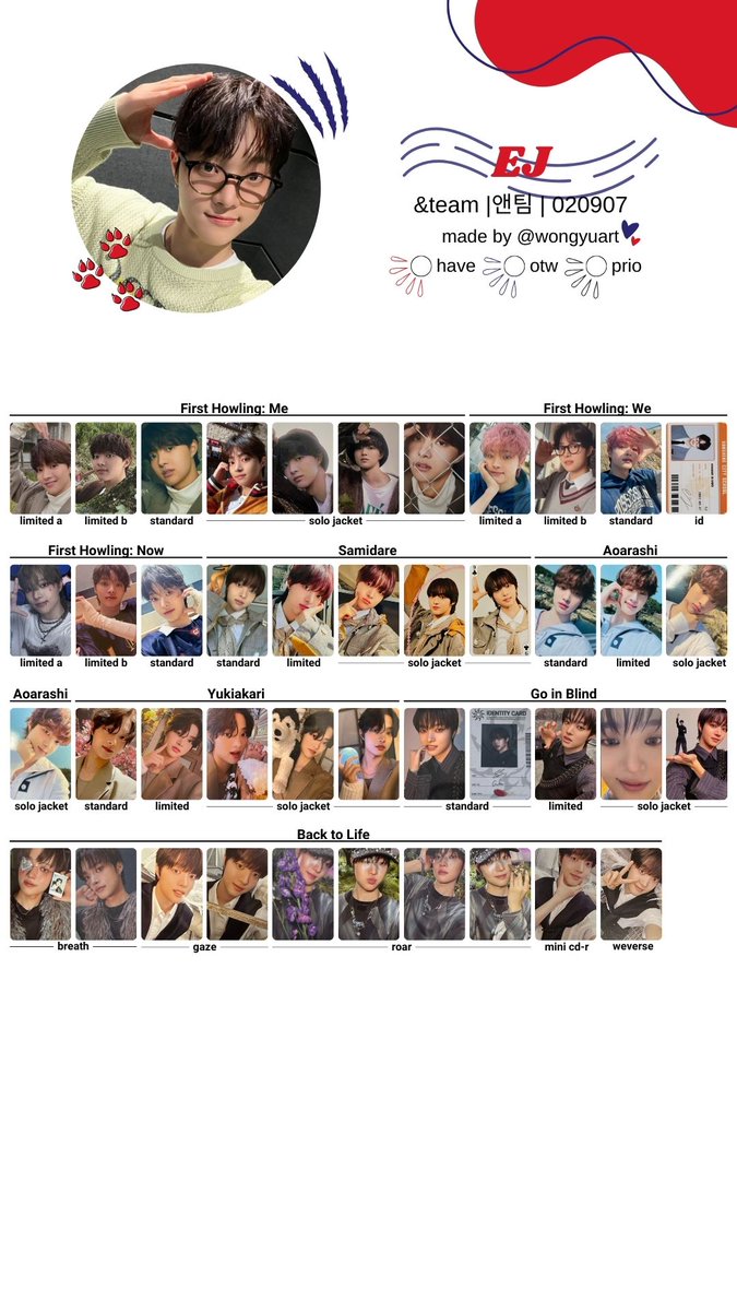 🧸[エンティーム/&TEAM] BACK TO LIFE ALBUM PHOTOCARD TEMPLATE
