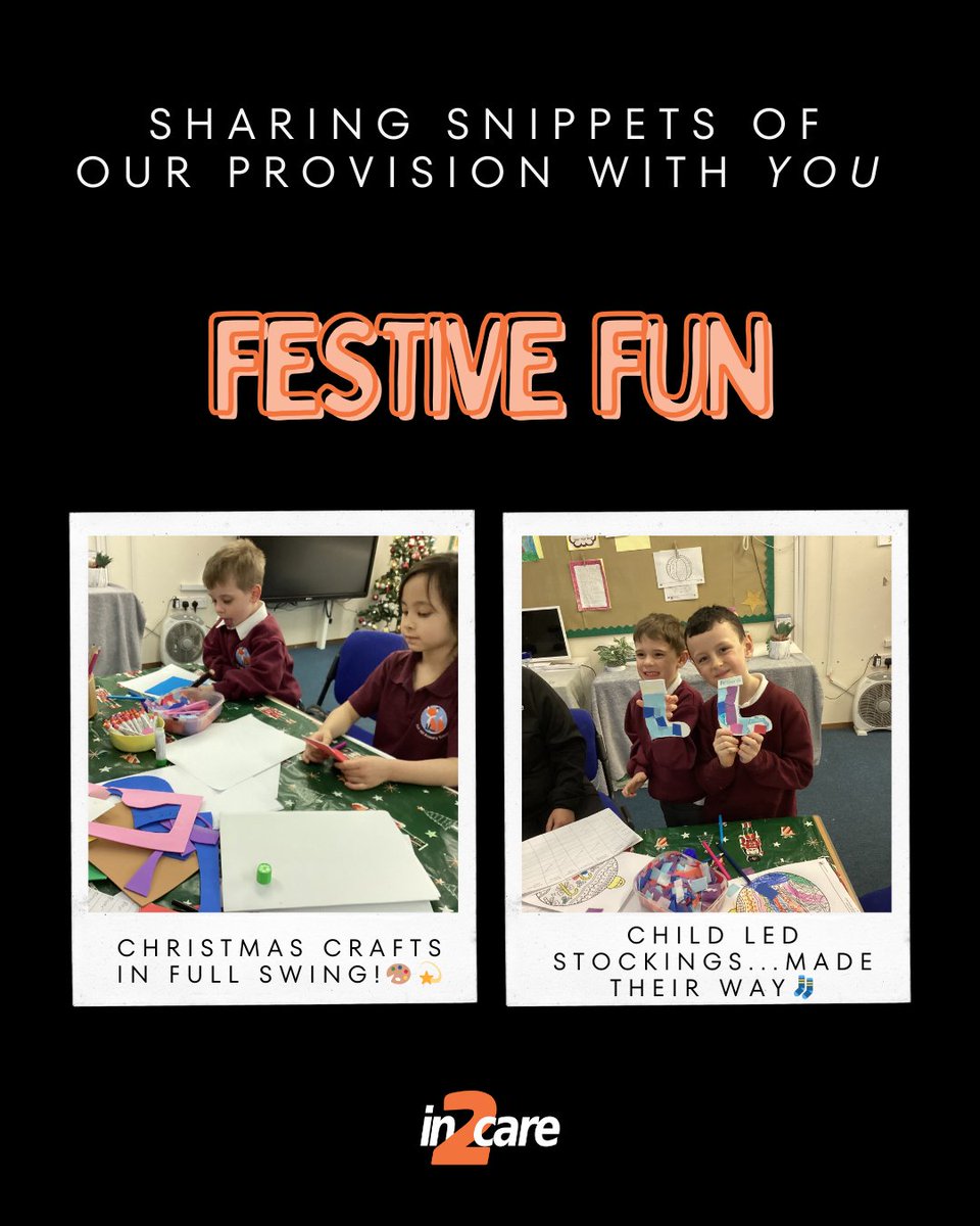 in_2_care's tweet photo. Festive Fun at @FoxHill_Primary🦊🎄

Christmas crafts have fully taken over - from child led stocking designs, to hands on festive makes! 🧦

This is just a snapshot of how our provision supports creativity, choice and independence ✨ https://t.co/BAykqGaxvn