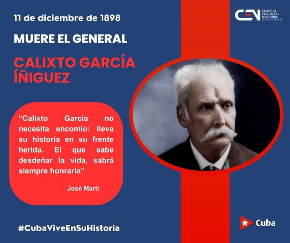 Aniversario 127 del fallecimiento del general Calixto García Iñiguez, insigne patriota holguinero.
#CubaViveEnSuHistoria #EducaciònManicaragua
#EducaciònVillaClara
#CubaMined