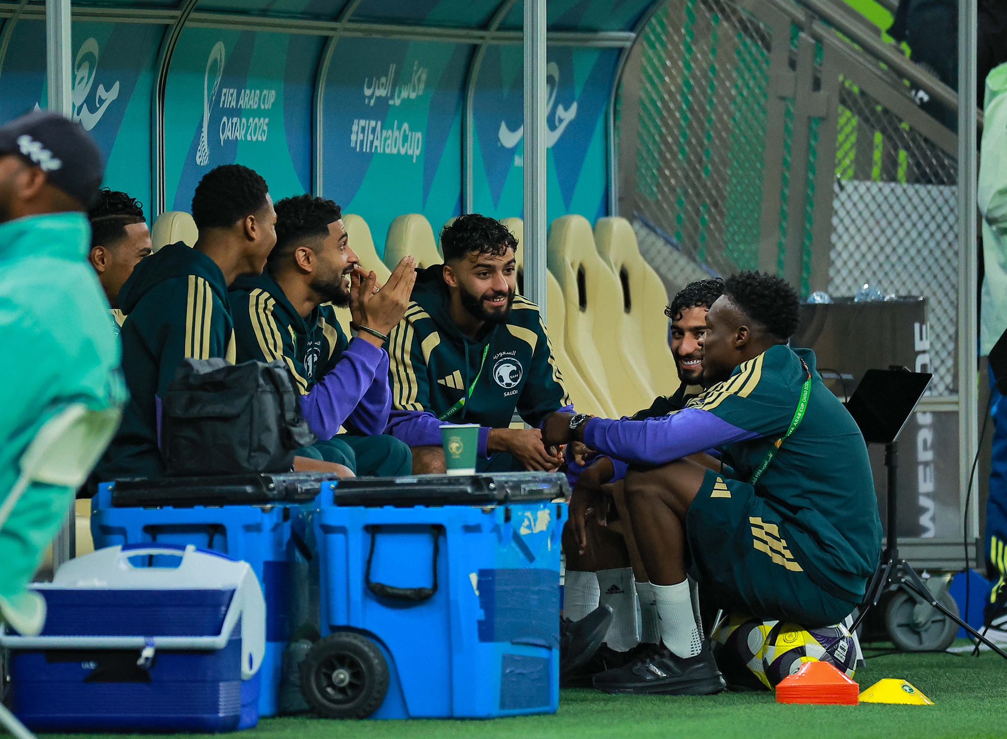 لاعبو المنتخب السعودي قبل مواجهة #فلسطين 