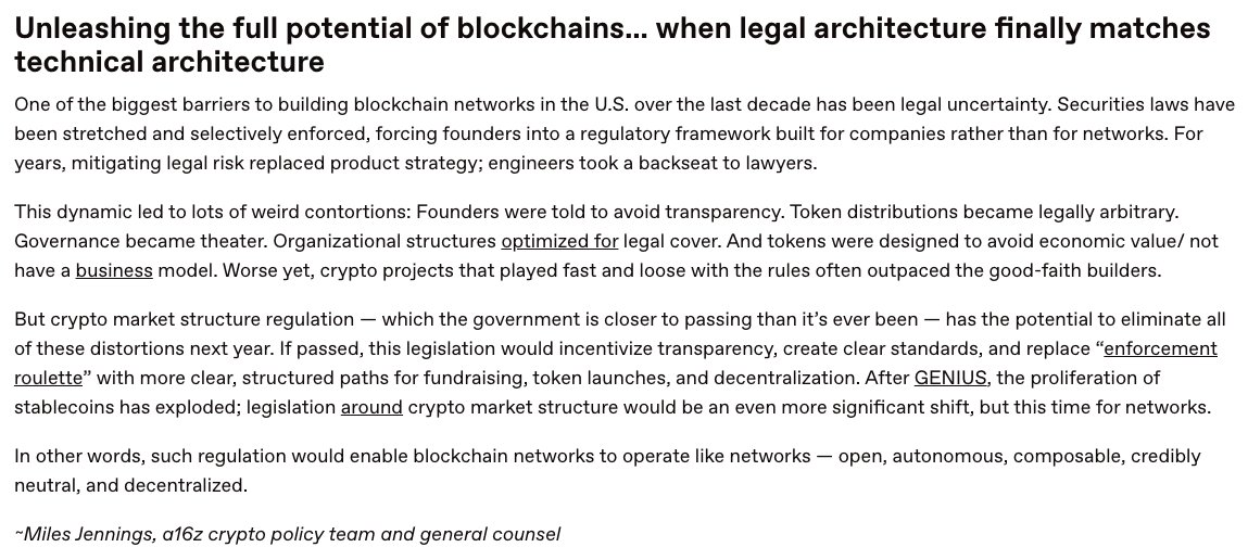 市场结构立法将比 GENIUS 法案规模更大。

我对 @a16zcrypto 2026 年大创意计划的贡献。