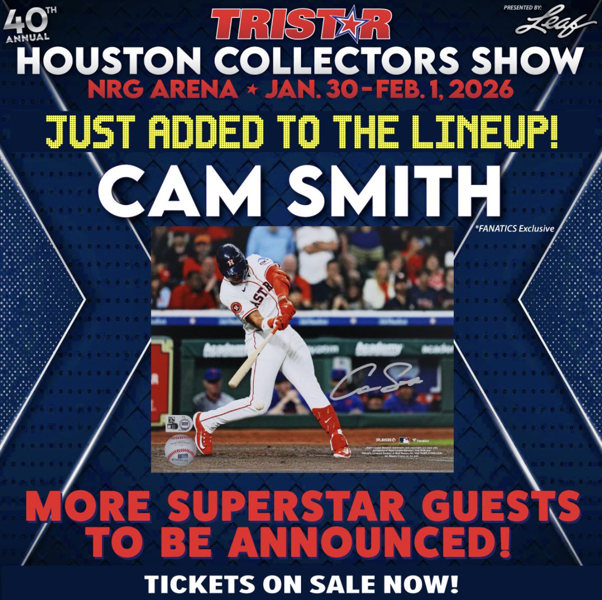 Join me at the 40th Annual Houston #TRISTARShow 
Jan 30-Feb 1 at NRG Arena
Meet Charlie Sheen, Altuve, Yordan Alvarez, Jeff Kent &amp; many more!
⭐️ Purchase advance admission &amp; autograph tickets
⭐️ Special show packages: VIP Package, Line Priority Pass

tristarproductions.com/houston