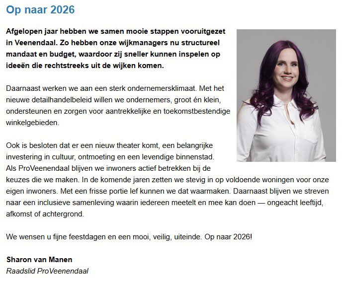 ProVeenendaal kijkt terug en vooruit. Op naar 2026! 

#proveenendaal #2026 #gewoondoen #lijst1