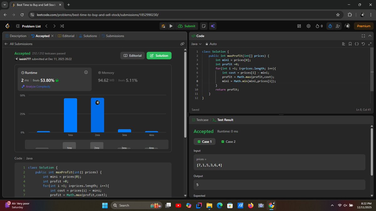 iasish77's tweet image. Day 11/180 ✅
Solved LC 48 &amp;amp; LC 121 while prepping for exams.
Planning to grind till 4 AM tonight 🌙💻
#DSA #LeetCode #BuildInPublic #Consistency