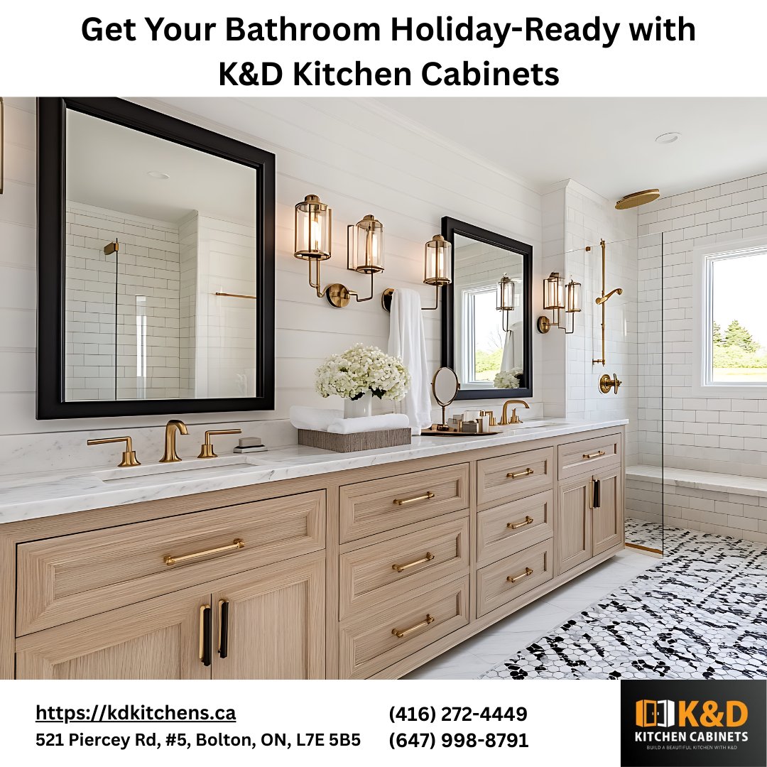 kd_kitchens's tweet photo. Let’s elevate your home this season with a bathroom transformation that feels clean, modern, and luxurious.

📞 Contact K&amp;D Kitchen Cabinets today to start your renovation in time for the holidays. https://t.co/Xtqgx1Gbob
