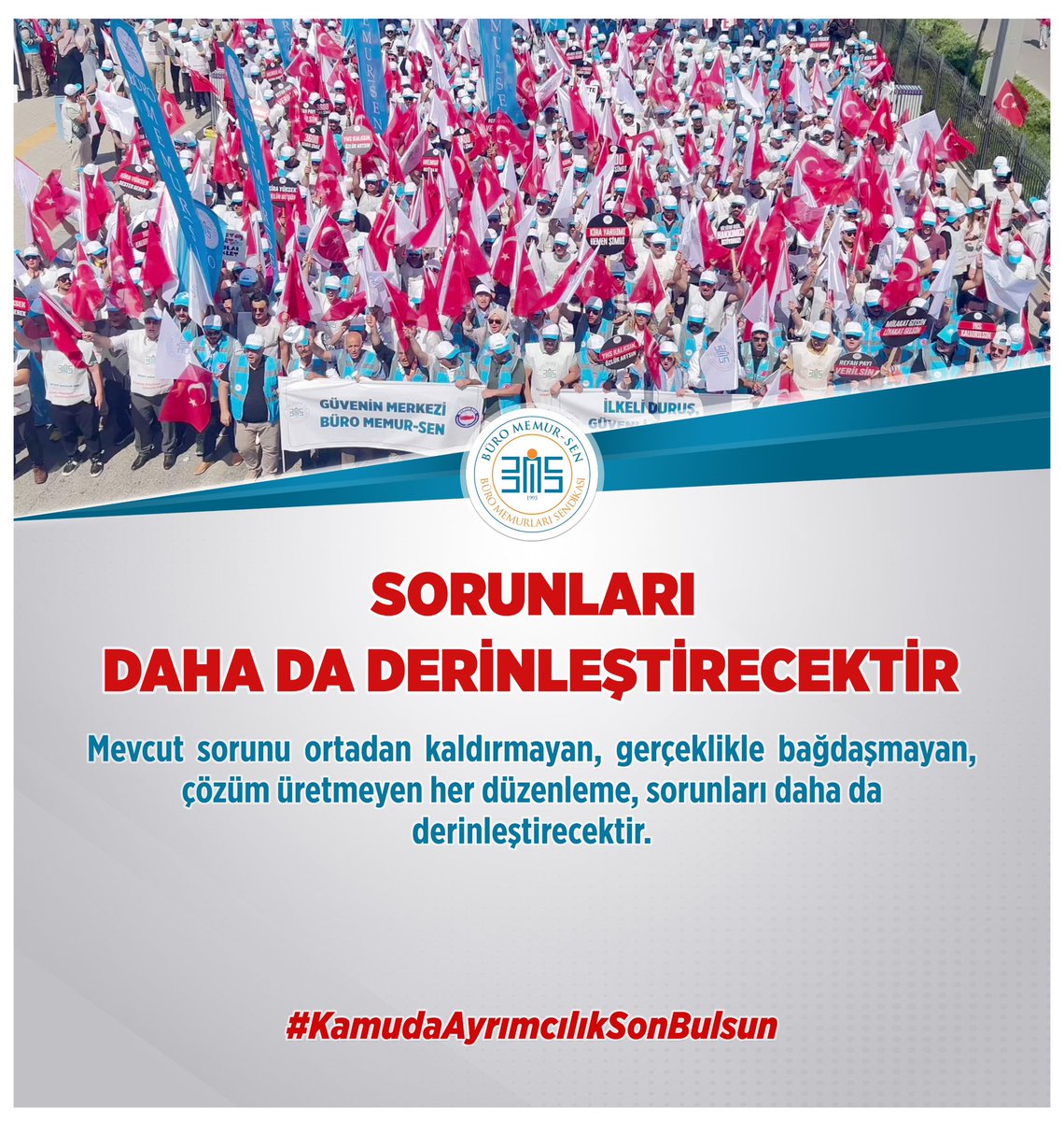 SORUNLARI DAHA DA DERİNLEŞTİRECEKTİR

Mevcut sorunu ortadan kaldırmayan, gerçeklikle bağdaşmayan, çözüm üretmeyen her düzenleme, sorunları daha da derinleştirecektir.

#KamudaAyrımcılıkSonBulsun

<a href="/tcbestepe/">T.C. Cumhurbaşkanlığı</a> I <a href="/RTErdogan/">Recep Tayyip Erdoğan</a> I <a href="/_cevdetyilmaz/">Cevdet Yılmaz</a> I <a href="/HMBakanligi/">T.C. Hazine ve Maliye Bakanlığı</a> I <a href="/memetsimsek/">Mehmet Simsek</a> I <a href="/Akparti/">AK Parti</a> I
