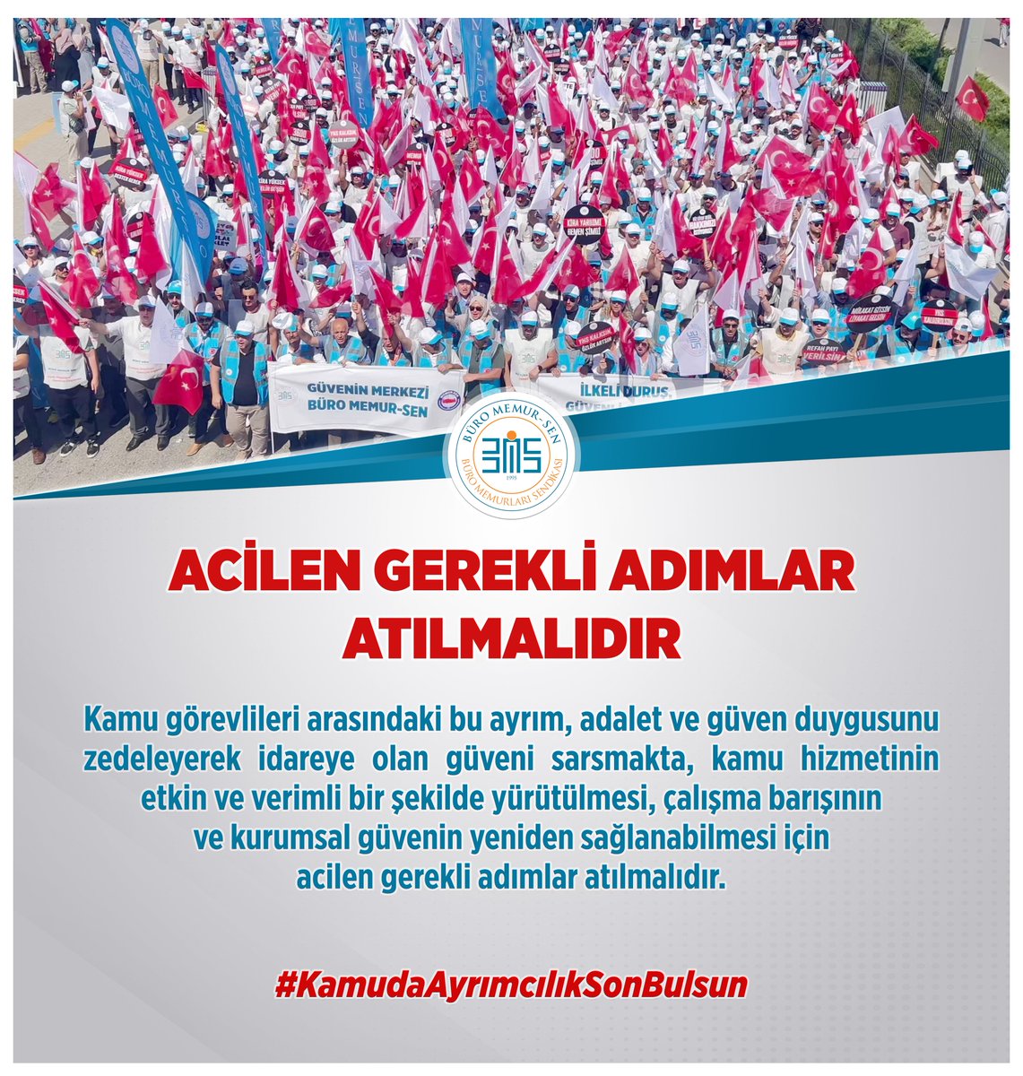BuroMemurSen_'s tweet photo. ACİLEN GEREKLİ ADIMLAR ATILMALIDIR

Kamu görevlileri arasındaki bu ayrım, adalet ve güven duygusunu zedeleyerek idareye olan güveni sarsmakta, kamu hizmetinin etkin ve verimli bir şekilde yürütülmesi, çalışma barışının ve kurumsal güvenin yeniden sağlanabilmesi için acilen gerekli adımlar atılmalıdır.

#KamudaAyrımcılıkSonBulsun

@tcbestepe I @RTErdogan I @_cevdetyilmaz I @HMBakanligi I @memetsimsek I @Akparti I @avabdullahguler