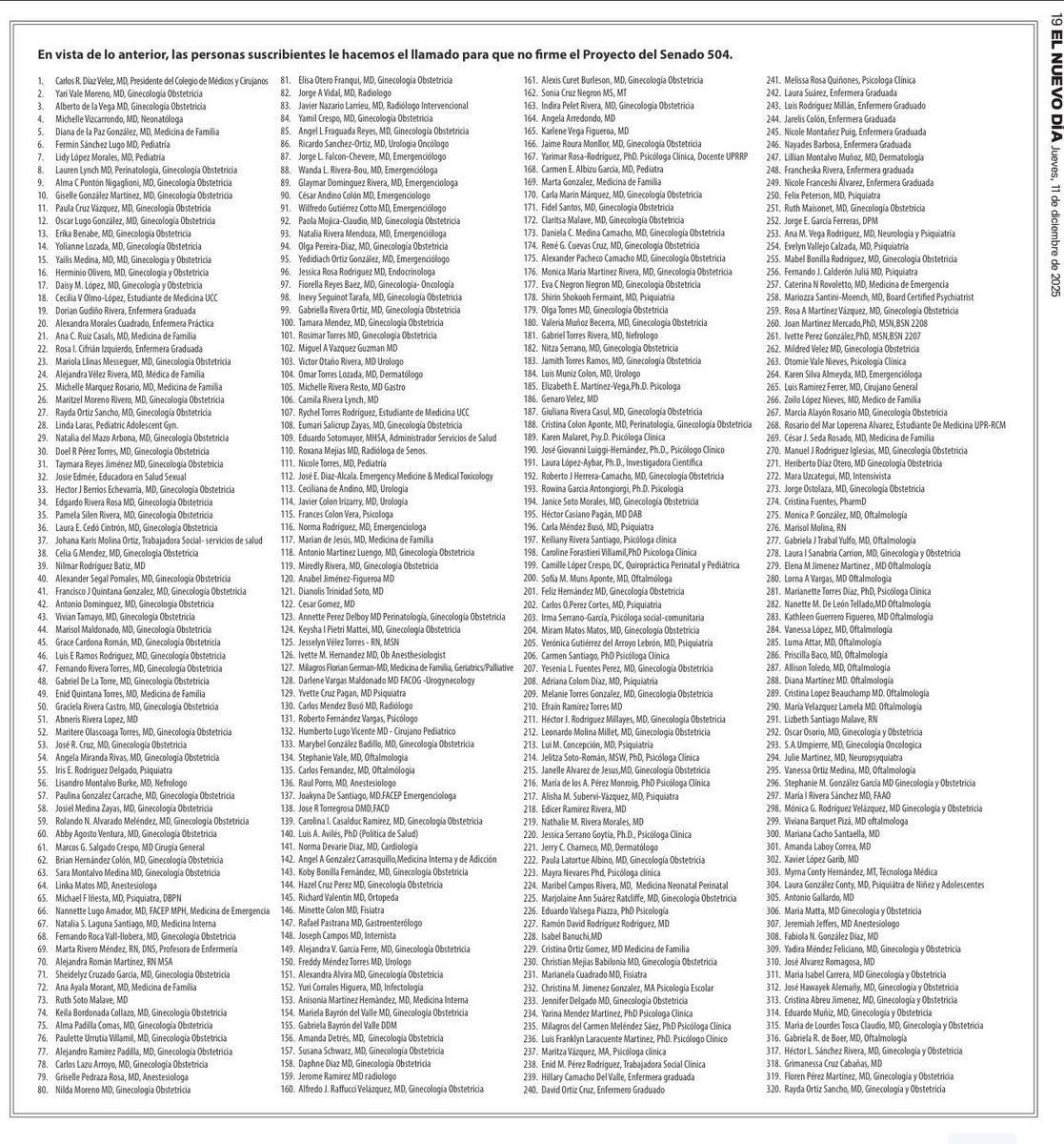 antoniodomiguez's tweet photo. Carta abierta a la Gobernadora de PR para que no de paso al PS 504 que daría derechos al no nacido. Carta endosada x mas de 320 médicos y salubristas. Endosada también por el Colegio de Médicos de PR. https://t.co/GhiDd9w6da