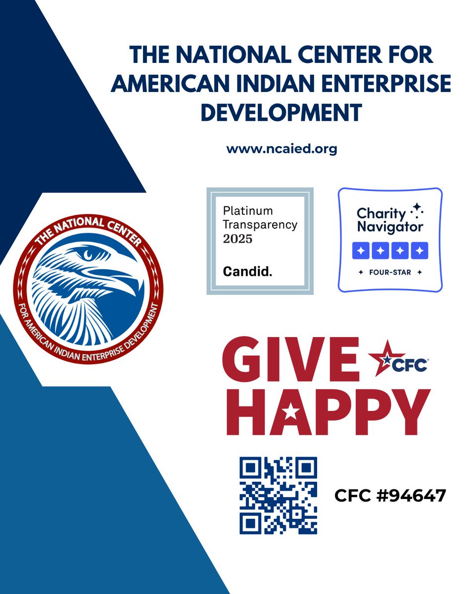 ncaied's tweet image. Federal employees, retirees, and contractors: Support Native communities &amp;amp; Indigenous innovation through the 2025 CFC! Use code #94647 to direct your gift to The National Center's programs.

Donate: cfcgiving.opm.gov/welcome ✨

#CFC2025 #GiveNative #NCAIED #NativeEntrepreneurs