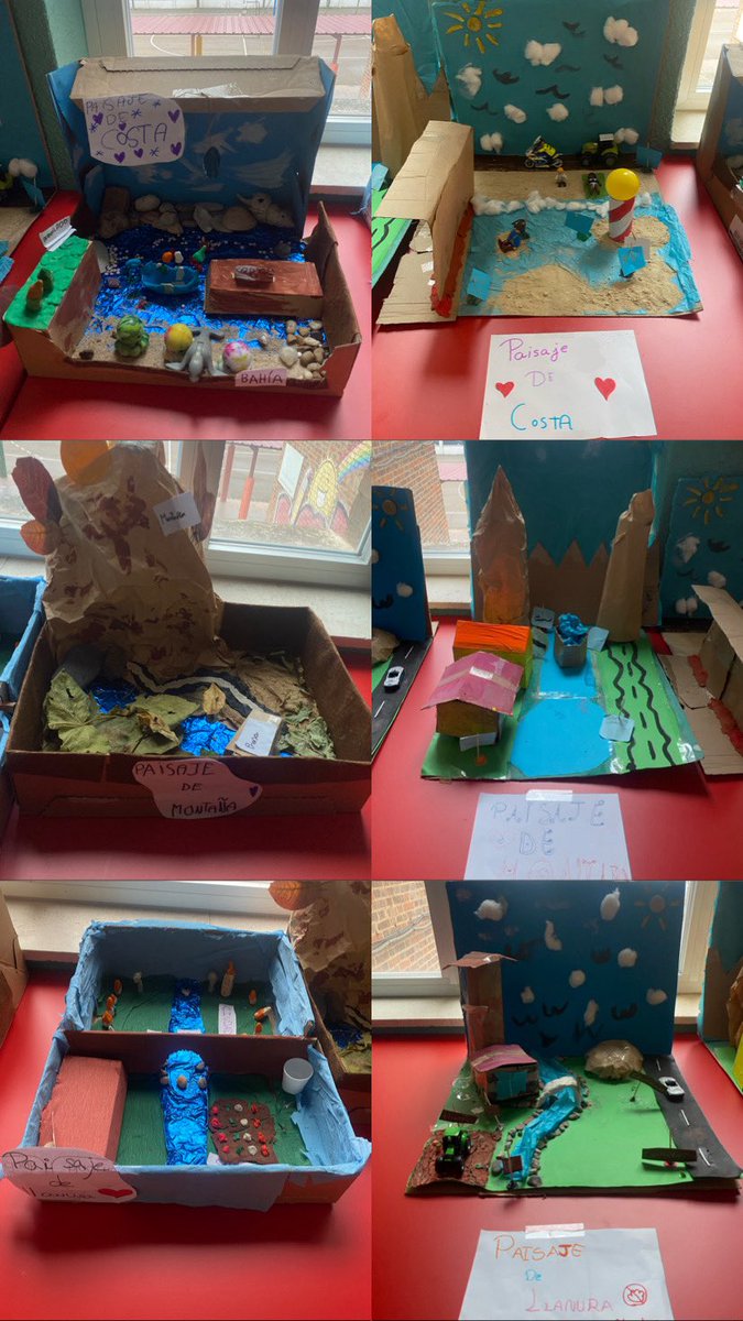 Si paseamos por el pasillo de la primera planta del cole, podemos ver una exposición de estas maquetas tan chulas que ha realizado el alumnado de 3° de primaria desde el área de Ciencias Sociales. ⛰️

¡Nos encantan! 💚
