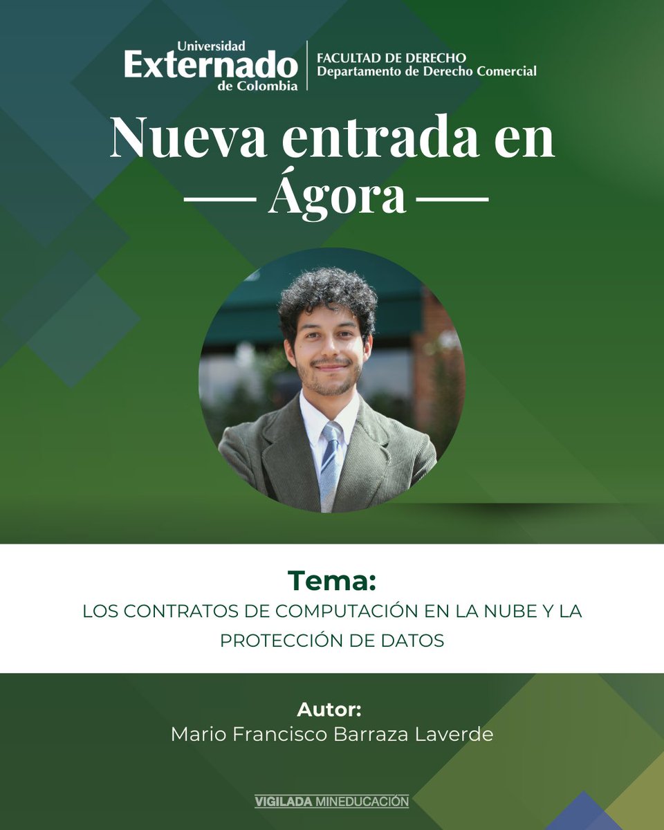 ⚖️ Contratación en la nube: claves y desafíos jurídicos

Mario Barraza  explica cómo los servicios de cloud computing transforman el almacenamiento y gestión de información, y qué retos plantea su contratación en Colombia.

🔗 Lee el artículo aquí: agoramercatorum.uexternado.edu.co/los-contratos-…